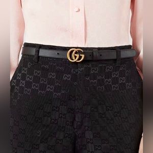 Gucci leather belt with gold Double G buckle